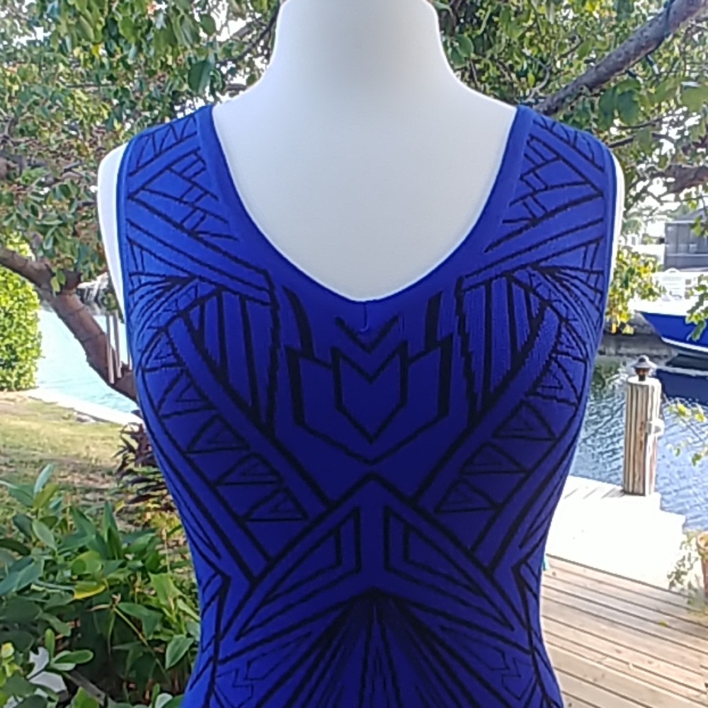 Colbolt blue Jacquard knit mini dress